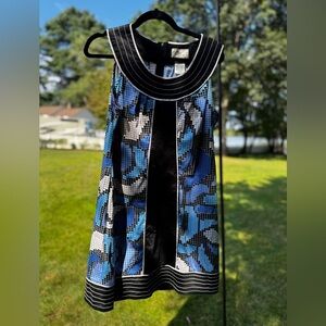 DBY Ltd. Vintage Style Sleeveless Sheath Dress Black Multi-Color Mosaic